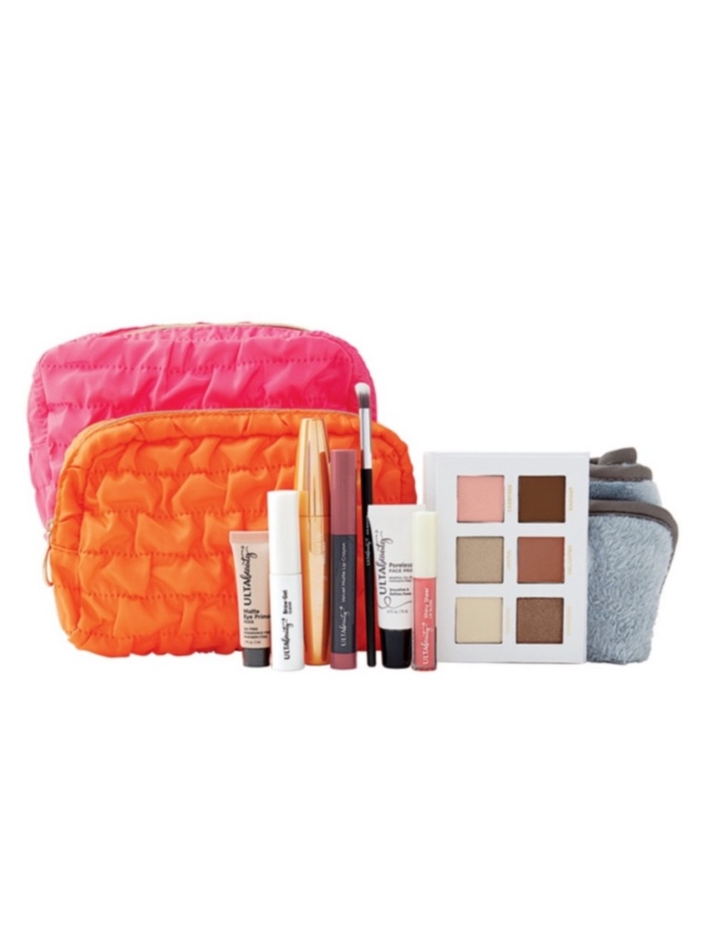 ULTA Pink 10p Cosmetic Skincare Bag Mascara Primer Lip Gloss Brow Gel $88 GWP
